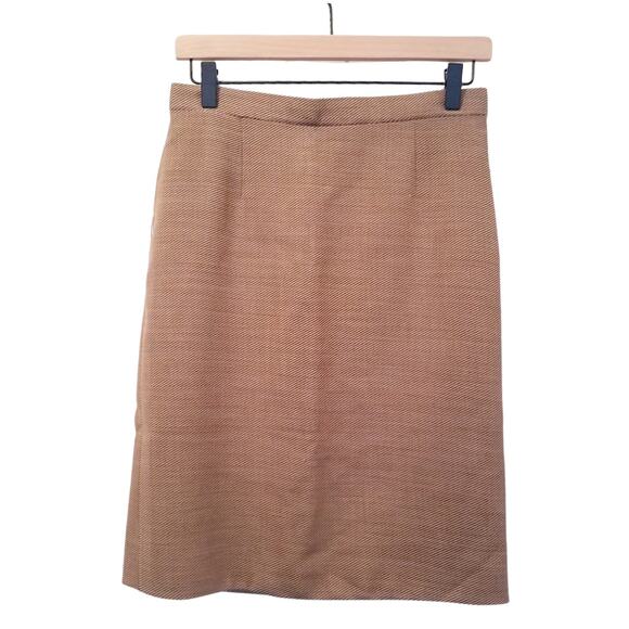calvin klein collection wool midi pencil skirt | sz 4 brown tan retired - Picture 1 of 8